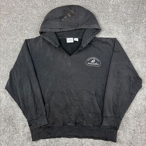 Vintage Mycopia Sweatshirt Men XL Black Hoodie Gourmet Mushroom Fungi Distressed